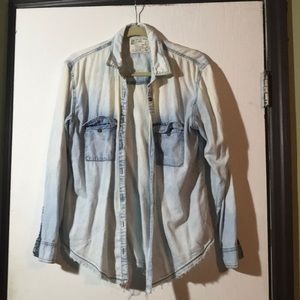 Faded denim button up